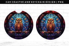 Owl Keychain And Car Coaster Sublimation Design Product Image 1