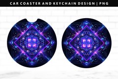Mandala Keychain And Car Coaster Sublimation Design Product Image 1