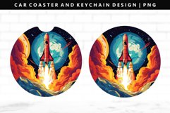 Rocket Keychain And Car Coaster Sublimation Design Product Image 1