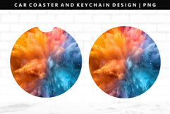 Rainbow Keychain And Car Coaster Sublimation Design Product Image 1