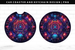 Mandala Keychain And Car Coaster Sublimation Design Product Image 1