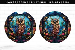Owl Keychain And Car Coaster Sublimation Design Product Image 1