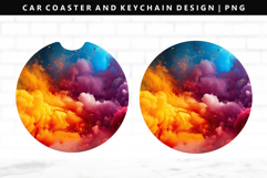 Rainbow Keychain And Car Coaster Sublimation Design Product Image 1