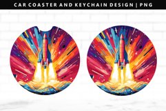 Rocket Keychain And Car Coaster Sublimation Design Product Image 1
