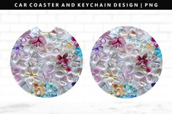 Flower Keychain And Car Coaster Sublimation Design Product Image 1