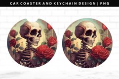Skull Keychain And Car Coaster Sublimation Design Product Image 1