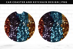 Sequin Keychain And Car Coaster Sublimation Design Product Image 1