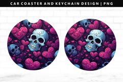 Skull Keychain And Car Coaster Sublimation Design Product Image 1