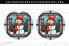Snowman Keychain And Car Coaster Sublimation Design Product Image 1