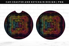 Mandala Keychain And Car Coaster Sublimation Design Product Image 1