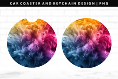 Rainbow Keychain And Car Coaster Sublimation Design Product Image 1