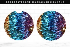 Sequin Keychain And Car Coaster Sublimation Design Product Image 1