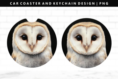 Owl Keychain And Car Coaster Sublimation Design Product Image 1