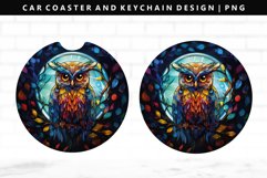 Owl Keychain And Car Coaster Sublimation Design Product Image 1