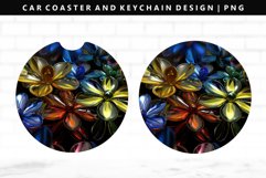 Flower Keychain And Car Coaster Sublimation Design Product Image 1