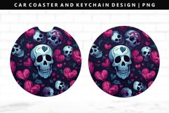 Skull Keychain And Car Coaster Sublimation Design Product Image 1