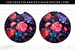 Flower Keychain And Car Coaster Sublimation Design Product Image 1