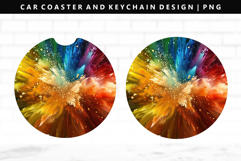 Rainbow Keychain And Car Coaster Sublimation Design Product Image 1