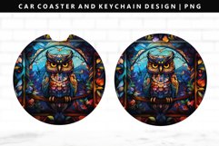 Owl Keychain And Car Coaster Sublimation Design Product Image 1