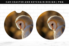 Owl Keychain And Car Coaster Sublimation Design Product Image 1