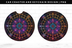 Mandala Keychain And Car Coaster Sublimation Design Product Image 1