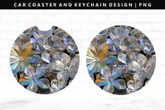 Flower Keychain And Car Coaster Sublimation Design Product Image 1