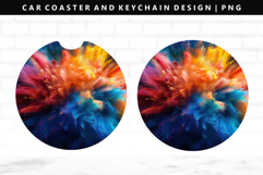 Rainbow Keychain And Car Coaster Sublimation Design Product Image 1