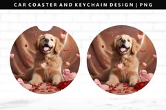 Valentine Dog Keychain And Car Coaster Sublimation Design Product Image 1