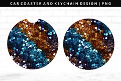 Sequin Keychain And Car Coaster Sublimation Design Product Image 1