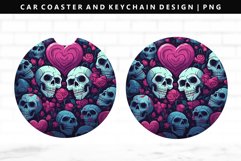 Skull Keychain And Car Coaster Sublimation Design Product Image 1