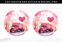 Truck Keychain And Car Coaster Sublimation Design Product Image 1