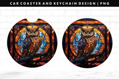 Owl Keychain And Car Coaster Sublimation Design Product Image 1