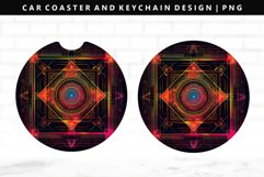 Mandala Keychain And Car Coaster Sublimation Design Product Image 1