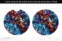Sequin Keychain And Car Coaster Sublimation Design Product Image 1