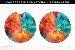 Rainbow Keychain And Car Coaster Sublimation Design Product Image 1