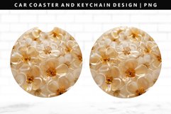 Flower Keychain And Car Coaster Sublimation Design Product Image 1