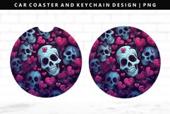 Skull Keychain And Car Coaster Sublimation Design Product Image 1