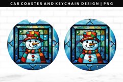 Snowman Keychain And Car Coaster Sublimation Design Product Image 1