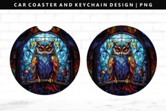 Owl Keychain And Car Coaster Sublimation Design Product Image 1