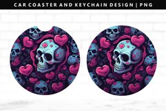 Skull Keychain And Car Coaster Sublimation Design Product Image 1