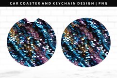 Sequin Keychain And Car Coaster Sublimation Design Product Image 1