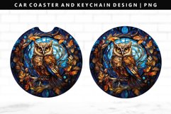 Owl Keychain And Car Coaster Sublimation Design Product Image 1