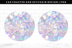 Flower Keychain And Car Coaster Sublimation Design Product Image 1