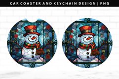Snowman Keychain And Car Coaster Sublimation Design Product Image 1