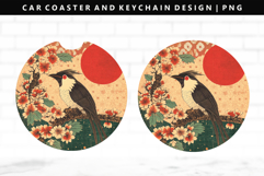 Hanafuda Keychain And Car Coaster Sublimation Design Product Image 1