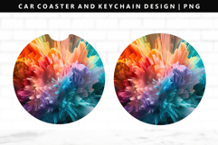 Rainbow Keychain And Car Coaster Sublimation Design Product Image 1