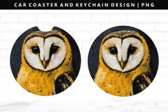 Owl Keychain And Car Coaster Sublimation Design Product Image 1