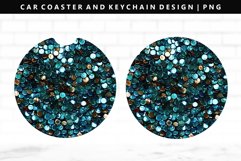 Sequin Keychain And Car Coaster Sublimation Design Product Image 1