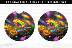 Flower Keychain And Car Coaster Sublimation Design Product Image 1