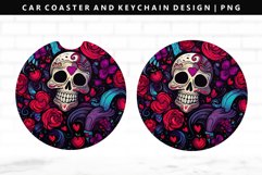 Skull Keychain And Car Coaster Sublimation Design Product Image 1